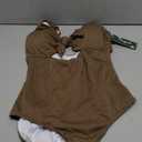 Blooming Jelly Womens One Piece Swimsuit Tummy Control Shimmer Textured Bathing Suit Tie Knot Cutout U Back Slimming Swimwear (Large, Brown)