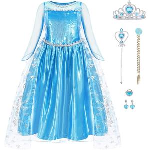 Princess Dress for Girls Princess Costume Halloween Cosplay Princess Dress Up Luxury Birthday Outfit for Toddler Kids (6-7 Years)