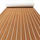 KXKZREN Boat Flooring EVA Foam Decking Sheet Faux Teak Marine Mat Marine Carpet Cooler Tops Non-Slip Self-Adhesive Flooring for Motorboat RV Yacht Kayak Swim Platform 94" x 47"/44"/35"/23"/16" (44 x 94 inch, Brown With White Seam Lines)