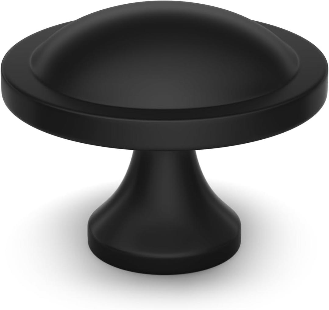 20 Pack Cabinet Knobs Black Round Mushroom Hardware Cabinet Knob for Dresser Drawer Diameter 1-1/2 Inch