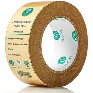ecotru Ultra Strong Kraft Paper Packing Tape, Heavy Duty Brown Packing Tape for Box & Carton Sealing Packaging Shipping Moving & Masking, Eco Friendly Biodegradable Painters Tape, 2 Inch x 55 Yard