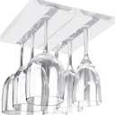 2 Pcs Wine Glass Holder Under Shelf or Cabinet Punch-free,Stemware Rack Glassware Drying Storage Hanger for Kitchen,Bar and Restaurant (White) (10 Inch 2 Pack)