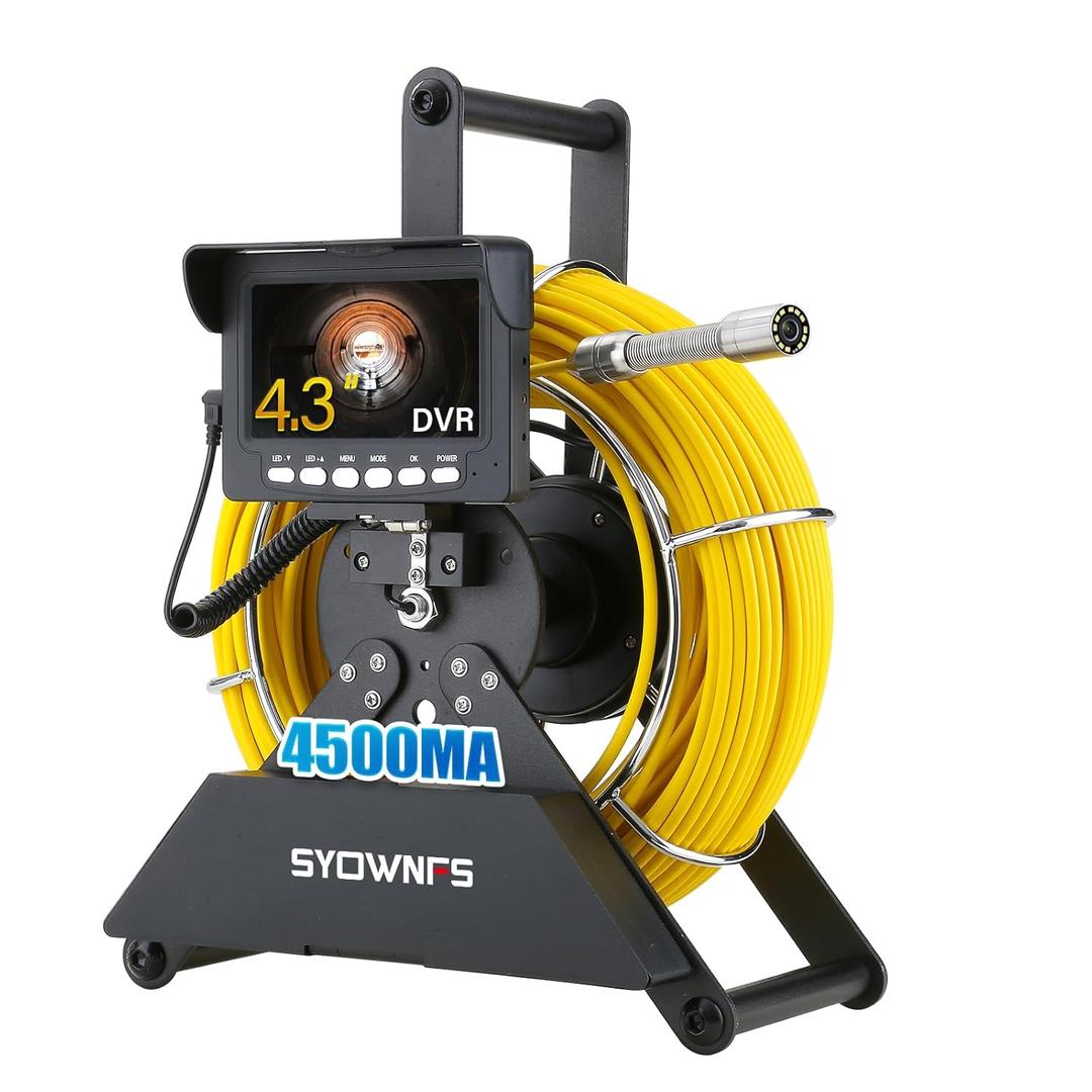 Sewer Camera 100ft/30m,0.9in/22mm Pipe Inspection Camera with 12pcs LEDs Light, 4.3" Screen 1000TVL Plumbing Snake Borescope with 4500mAh Battery DVR Recorder, Included 16GB Card