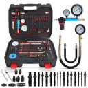 Compression Tester Automotive 46Pcs Petrol & Diesel Compression Tester Kit for HDI/TDCi/Pumpe Duse Engine Cylinder Leak Down Tester Kit with Compression Gauge,Dual-Meter Leak Detector, Adapters