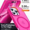 CANSHN Magnetic Compatible with iPhone 16 Pro Max Case [Compatible with Magsafe] [Translucent Matte] Slim Thin Shockproof Protective Bumper Phone Case Cover 6.9 Inch - Hot Pink