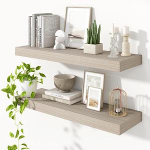 Heimlove 36 Inch Floating Shelves for Wall,Thicker and Deeper Wall Shelves Mounted Storage & Display Wood Shelf,Hanging Shelf for Bedroom Living Room Kitchen Office, Set of 2, Grey