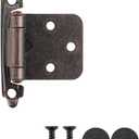 JQK 1/2 Inch Overlay Cabinet Door Hinges Oil Rubbed Bronze, 50 Pack 25 Pairs Flush Face Mount Cupboard Self-Closing Kitchen Cabinet Hinges with Door Bumper, CH200-ORB-P50