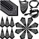 ILHSTY 32 Pcs Women Men Paisley Bandanas Bulk Unisex Cowboy Bandanas Head Scarf Necktie Face Cover Neon Party Supplies (Black)