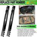 2 Pack 942-04290-X Gator Mower Blades with Nuts Replaces 942-04244A 942-04290A 742-04290A 742-04244A for Cub Cadet MTD Troy-Bilt Craftsman 46 Inch XT1 XT2 LT46 RZT46 LTX1046 Bronco46 Decks