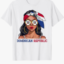 Dominican Souvenirs Woman Flag Roots Dominican Republic T-Shirt, Size: S