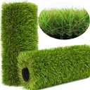 Artificial Grass Rug Outdoor Indoor 4FTX10FT Fake Grass Carpet Green Synthetic Grass Pet Turf Realistic Faux Grass Rug with Drain Holes for Garden Lawn Landscape Balcony Home Decor Patio