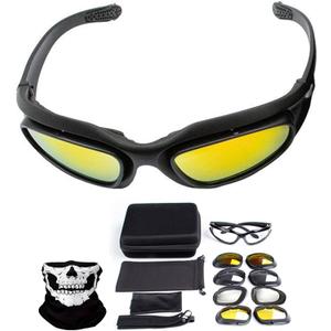 4 pair Lenses Polarized Motorcycle Riding Sunglasses Goggles Foam Padding UV400 Protection windproof dustproof