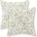 Sage Green Floral Pillow Covers 24x24 Set of 2 Light Green Chinoiserie Floral Decorative Throw Pillows Vintage Rustic Toile Flower Pillowcase Outdoor Decor Linen Cushion Cover for Couch Sofa