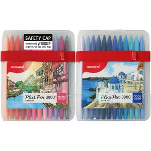 MONAMI Plus Pen 3000 Felt Tip Pens, Fine Point (0.4mm), Coloring/Drawing/Journaling, Assorted Colors, 48-Pack
