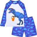 PASHOP Boys Swimsuit Rash Guard Boys' Swimwear Dinosaur Swimming Suits Bathing Suit for Toddler Boys Swim Trunk (5-6 Years)