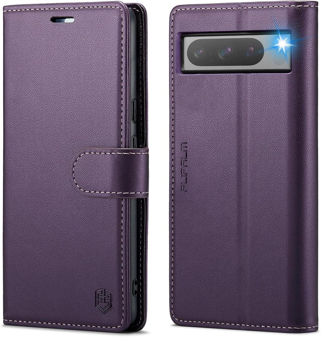 Wallet Case for Google Pixel 8 Pro 5G, RFID Blocking Credit Card Holder, PU Leather Folio Flip Kickstand Protective Shockproof Cover for Pixel 8 Pro (Purple)