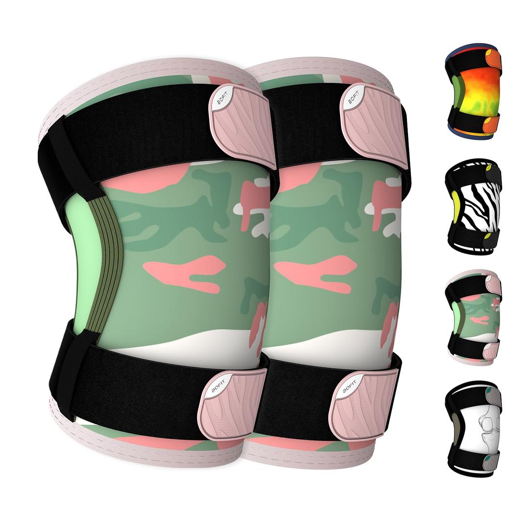 aoFIT Knee Sleeve for Men &Women 5mm (1 Pair) Knee Brace Neoprene with Adjustable Strap Knee Compression Sleeves，Non-Slip Knee Support for Training & Fitness, Weightlifting, Sports,Pink 2XL