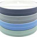 Elk and Friends Kids 7.8 Porcelain White Plates with Silicone Sleeves | Divided Plates | Suitable for Kids/Toddlers | Microwave & Dishwasher Safe | Non Slip | Snack Dishes (Sage/Misty Blue/Navy/Gray)