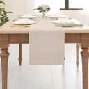 Soft Caddice Faux Linen Table Runner 2 Side for Family Dinners or Gatherings, Indoor or Outdoor Parties, Everyday Use (12 x 108, Seats 8-10 People), Natural Linen