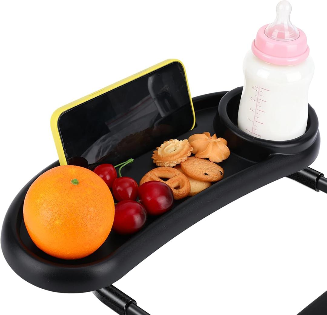 Universal Stroller Snack Tray Compatible with Mockingbird and Most Others Adjustable Universal Snack Tray for Stroller with Cup Holder and Phone Holder Detachable Enlarged Thickened Accessories Black