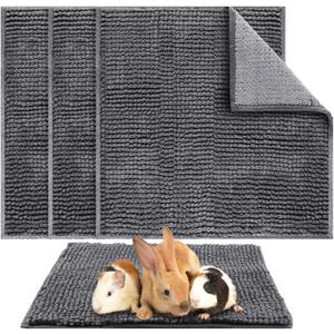 Amylove 4 Pcs Guinea Pig Cage Liner Washable Fleece Pee Pads Pet Dog Cat Bedding Training Mat for Small Animal Guinea Pig Puppy Bunny Hamster(12 x 12 Inch,Square,Dark Gray)
