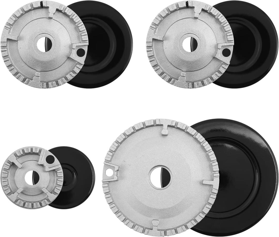 4 Pcs Gas Stove Burner Caps, Metal Cooktop Burner Cap and Burner Head Replacement Kit, Cooker Hat Set, Suitable for Most Gas Stove Burners, 1 Large, 1 Small and 2 Middle
