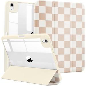 MrARTIST for iPad Air 11 Inch Case M3/M2 - Air 5th/4th Generation 10.9" Cute Women Girls Girly Kawaii Aesthetic Kawaii Design for Apple Air Tablet Cover with Pencil Holder, Khaki Checkered