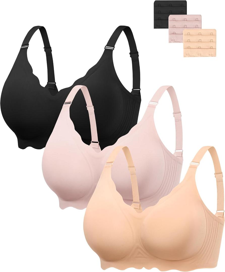 Angelhood Seamless Bras Women Soft Jelly Push Up Wireless Bra Supportive V Neck No Underwire Comfort Tshirt Bralettes, S