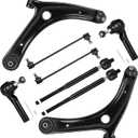 8 PCS Front Suspension Kit Lower Control Arms w/Ball Joints Sway Bar Tie Rod End Fit for 2007-2017 Jeep Compass Patriot Fit for 2009-2012 Dodge Caliber K620065 K620066