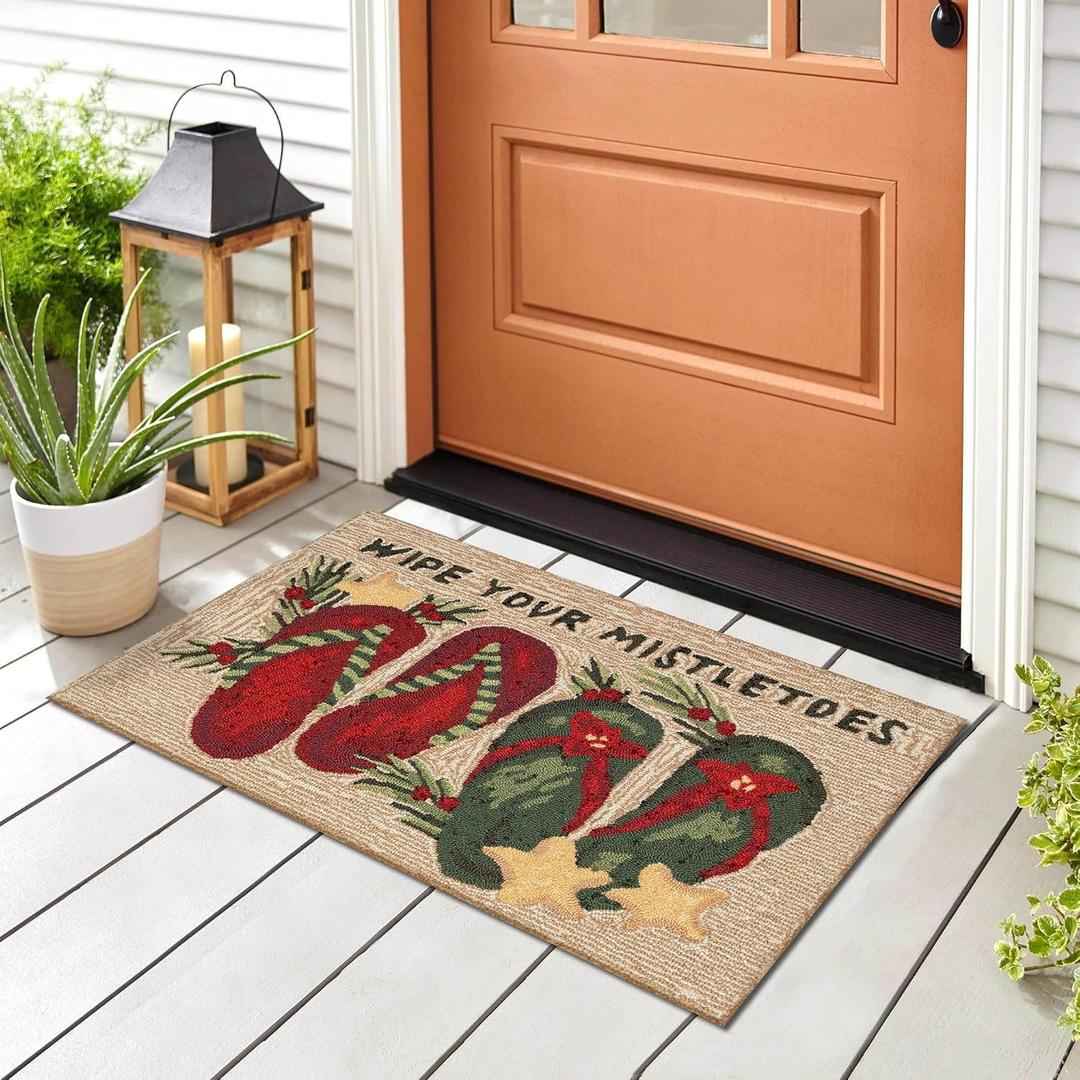 Liora Manne FRONTPORCH Indoor/Outdoor Hand Tufted Synthetic Blend Durable Area Rug - Transitional (Mistletoes Natural) (2' x 3')