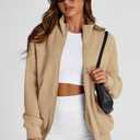 PRETTYGARDEN Women's 2025 Spring Fall Fashion Full Zip Up Sweatshirt Long Sleeve Loose Fit Trendy Casual Jacket with Pockets (S)