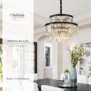 21.6" 14-Light Modern Crystal Chandelier Light Fixtures 4-Tier Black Luxury Chandeliers for Dining Room Round Hanging Pendant Lighting for Living Room Kitchen Entryway Bedroom Foyer Hallway, Diameter 21.6"