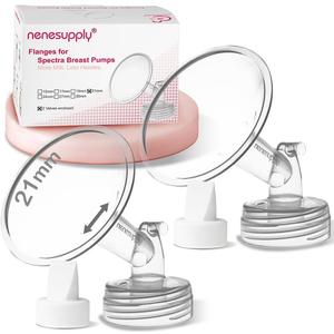 Nenesupply 21mm 2 pc Flanges Duckbill Valves Compatible with Spectra S2 S1 9 Plus Synergy Gold Breastpump Replacement to Spectra Pump Parts Flange Accessories Wide Mouth Work with Backflow Protector