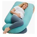Momcozy U Shaped Pregnancy Pillows with Cotton Removable Cover, 57 Inch Full Body Pillow Maternity Support, Must Have for Pregnant Women, Tiffany Blue
