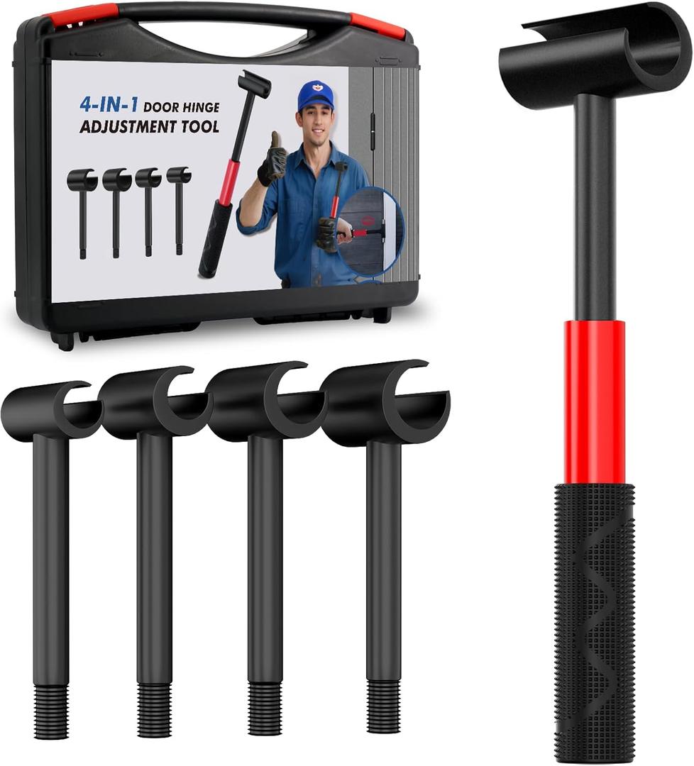 4 in 1 Door Hinge Adjustment Tool Upgraded,Hinge Gap Adjusting Wrench,Door Repair Kit for Residential and Commercial,Hinge Wrench Bender Set with Rubber Grip,Cabinet Alignment Fits 14mm-25mm Hinges