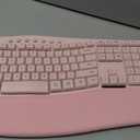 Pink Wireless Keyboard and Mouse Combo, 30dB Quiet Ergonomic Wave Keyboard Set with Soft Leather Palm Rest, Dual-System Switch for Windows/Mac, Ideal for Business Teams Home Office - SABLUTE MA41