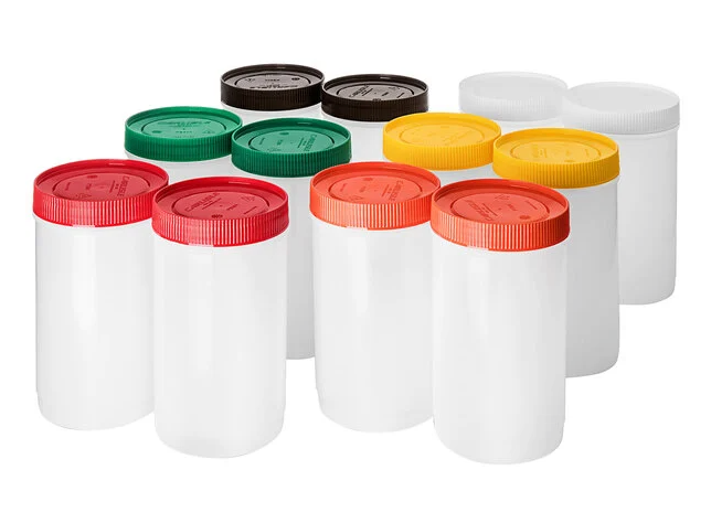 Carlisle Store N' Pour 1 Qt. Container Set with Assorted Color Caps PS602N00 - 12 Pack