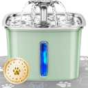Veken Innovation Award Winner Stainless Steel Cat Water Fountain, 95oz/2.8L Automatic Pet Fountain Dog Water Dispenser with Replacement Filters & Silicone Mat for Cats, Dogs, Multiple Pets (Tea Green)