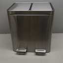 30L/8 Gallon Dual Compartment Trash Can, Stainless Steel Kitchen Recycling Trash Can, Soft-Close Lid, Removable Inner Bucket, Hands-Free Foot Operated Waste Bin, Home Office Double Bin (2 x 4 Gal (2 x 15L))