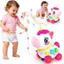 Bilingual Musical Crawling Toy for 1 Year Old Girl Gifts,Musical Unicorn Toys for Baby 6-12 Months,Baby Toys 6-12-18 Months,Toddler Educational Toy,Birthday Gifts with Music Light,Baby