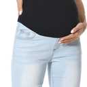 V VOCNI Maternity Denim Shorts Over The Belly Rolled Cuff Midrise Bermuda Short Pregnancy Jean Shorts (Small, 44-a-light Blue)