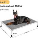 Veehoo Chew Proof Elevated Dog Bed - Cooling Raised Pet Cot - Silver Aluminum Frame and Durable Textilene Mesh Fabric, Unique Designed No-Slip Feet for Indoor or Outdoor Use, Black Silver, X Large,  49.0"L x 33.0"W x 9.0"Th 