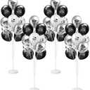Kasyat 4 Set Black and Silver Graduation Balloons Stand High 53 Inch Class of 2026 Balloon Column Stand Kit Congrats Grad Latex Balloons for Graduation Floor Table Centerpieces Party Decoration