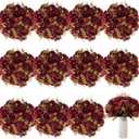 Tigeen Artificial Flowers Artificial Peonies Silk Flowers Faux Peony Fake Peony Silk Hydrangea Bouquet for Wedding Table Centerpiece Floral Vase Decor (Claret, 12 Bundles)