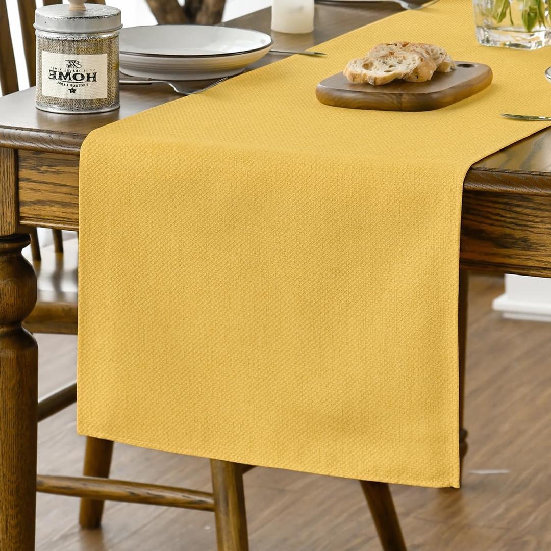 Artoid Mode Yellow Table Runner, Seasonal Summer Fall Washable Kitchen Dining Table Decoration for Home Party Decor 13x108 Inch
