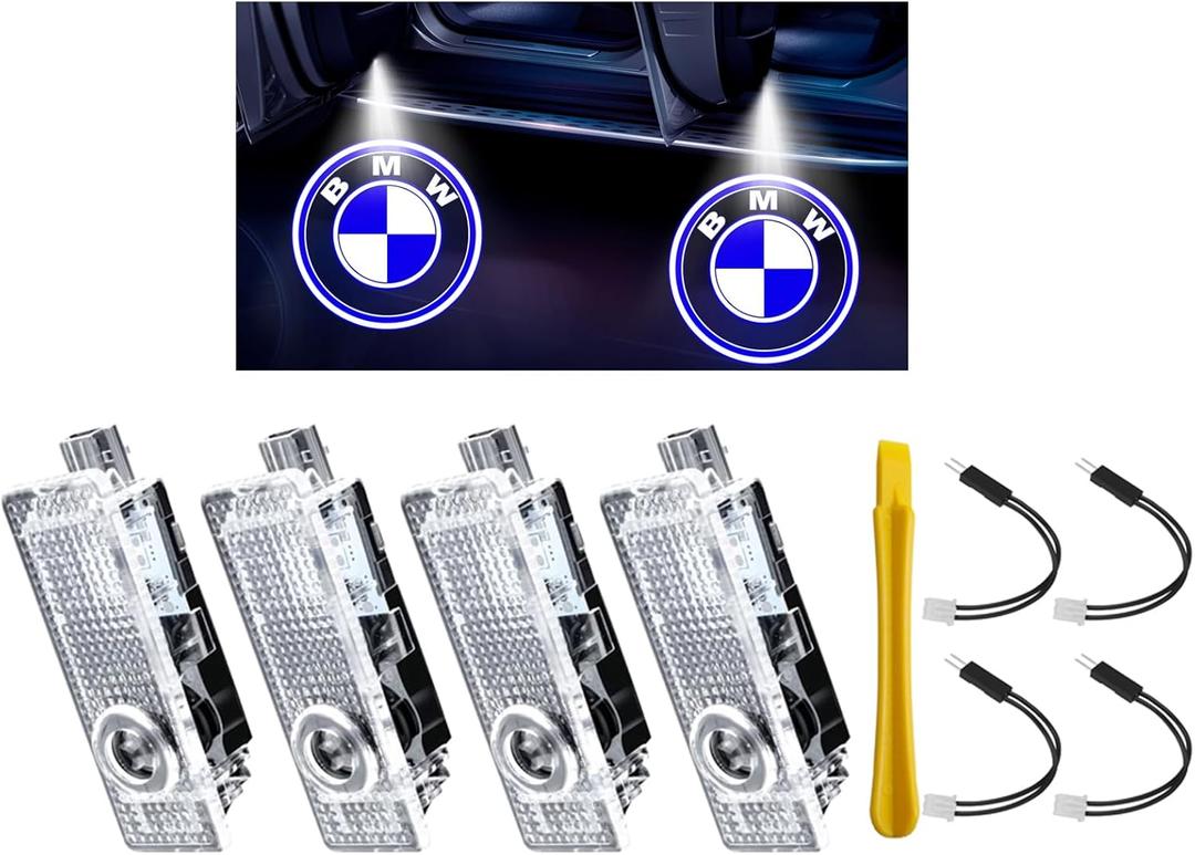 4 Pack Never Fade HD Car Door Lights Logo Projector LED Welcome Lights Accessories, Compatible with BMW X1/X2/X3/X4/X5/X6/X7, M, Z, and GT Series Models
