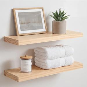 Homeforia 20 Inch Floating Shelves, High-End Solid Pine Wood, Set of 2