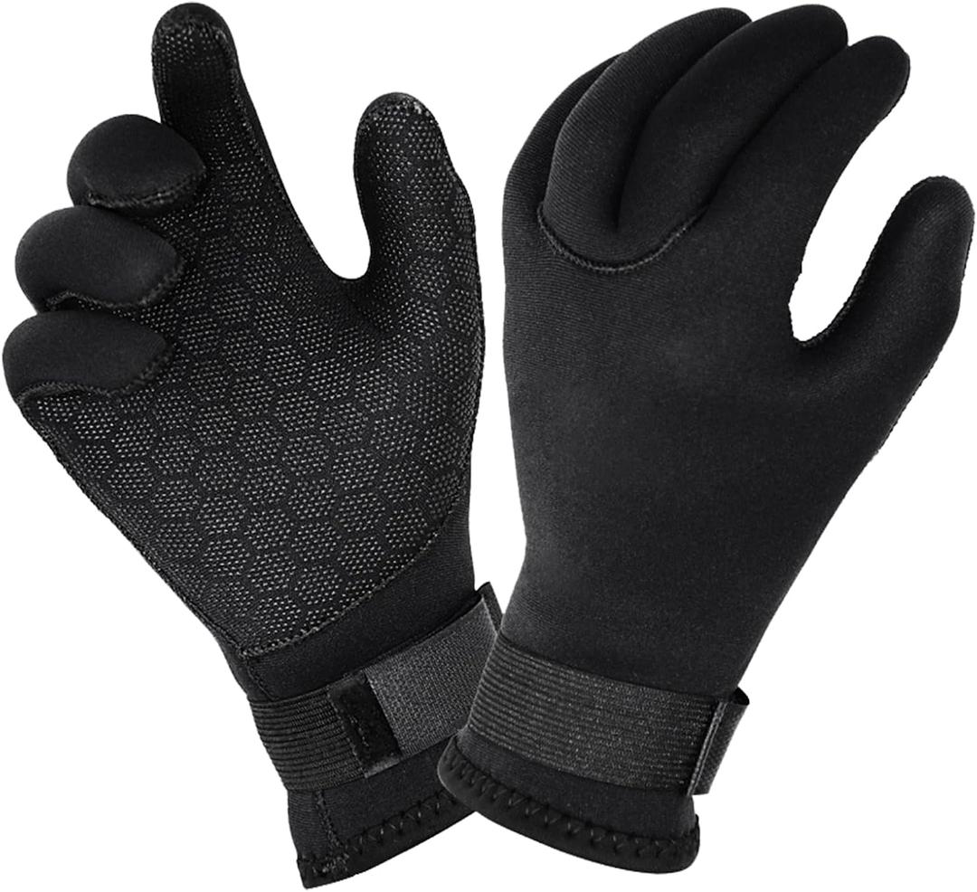 Neoprene Diving Gloves for Men Women, Waterproof Thermal Gloves with Anti-Slip Rubber Palm, Adjustable Velcro Strap, Ideal for Scuba Diving, Snorkeling, Swimming, Beach, Kayaking