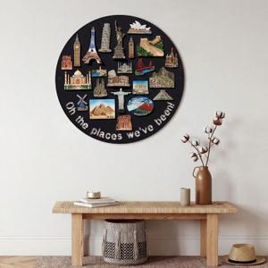 BreezeHug Board for Travel Magnets, 20" Round Metal Magnetic Custom Board for Souvenir Magnets, Photos & Keepsakes, Decorative Travel Memory Wall Art, Heavy-Duty Metal Panel Gift for Travelers