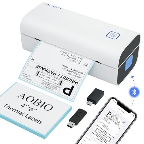 AOBIO Thermal Shipping Label Printer - 4x6 Label Printer for Small Business - Desktop Barcode Printer